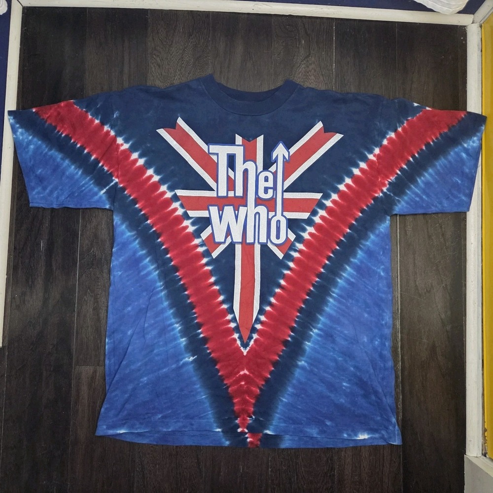 Vintage Y2K The Who Liquid Blue Graphic T Shirt Mens XL Long Live Rock Tie Dye - Picture 2 of 9